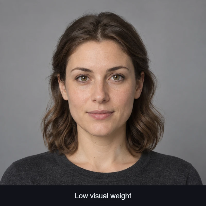 Visual weight reading on a demo portrait