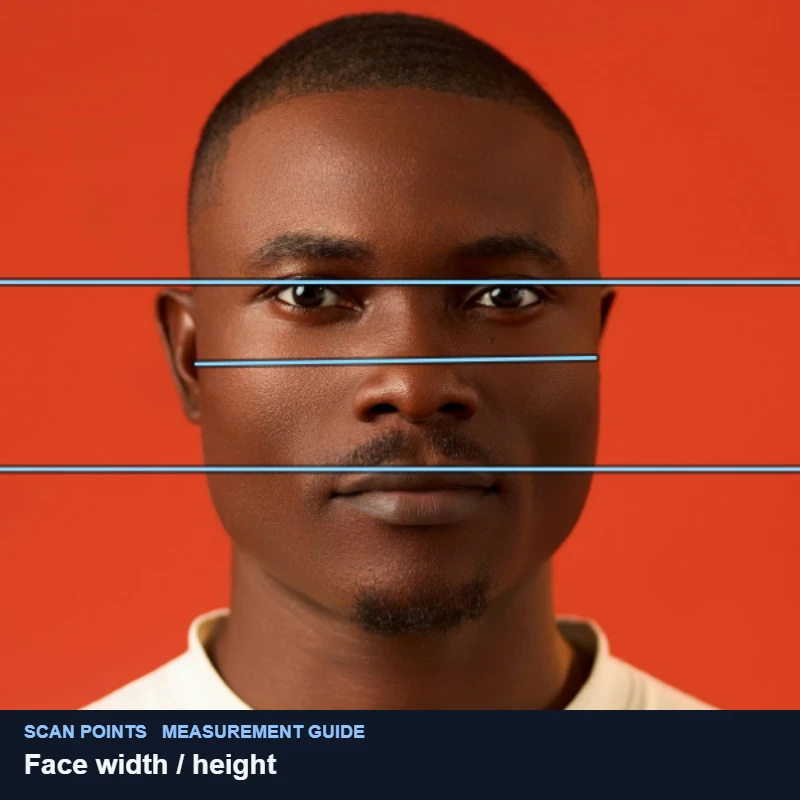 Cheekbone width and midface height lines on a demo portrait, the two measurements fWHR divides